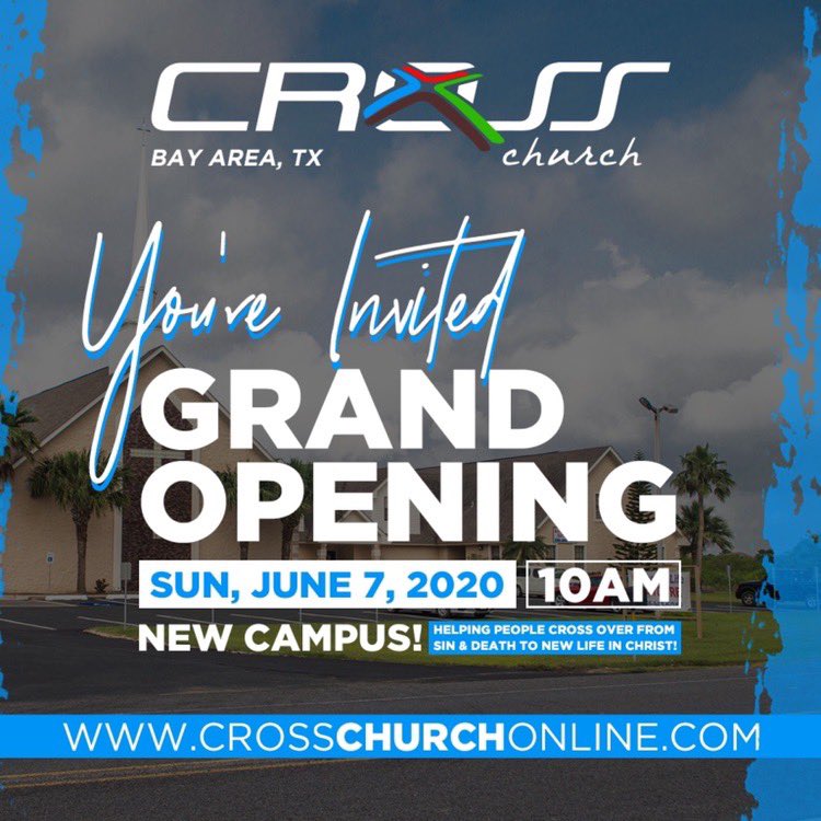 Join us this Sunday at 10am for the grand opening of our Bay Area Campus!

1441 Santa Isabel Blvd, Laguna Vista, TX 78578

#pastorjaimeloya #crosschurchrgv #crosschurchonline