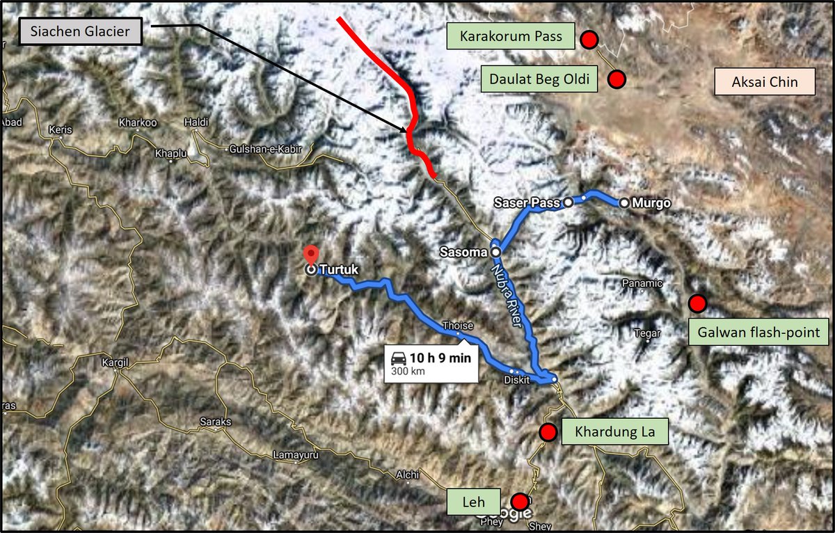 "If the Chinese are able to cut us off at Daulat Beg Oldie, they can put pressure through axis Murgo-Saser La-Sansoma". -That's an idiotic statement! -Check the map for alignment being talked about.-I explain in follow-on tweets why this is nonsense+ https://www.hindustantimes.com/india-news/ahead-of-talks-with-china-over-ladakh-standoff-india-signals-a-realistic-approach/story-yhfSaZk0vucG6f1vPKZHrK.html