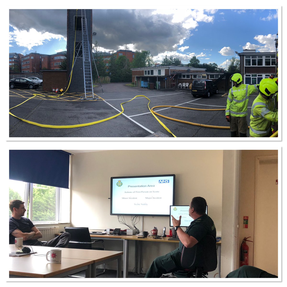 A busy day for Red watch <a href="/borehamwoodfire/">Borehamwood Fire</a> today. Morning inter agency training with <a href="/EastEnglandAmb/">EEAST Ambulance Service</a>.  Roof ladder training, pumping and ladder apprenticeship drills in the afternoon.

@HWH_CFS <a href="/niff14019/">PeteMcNiff</a>
  @danno5764
  <a href="/hertsFRScontrol/">Herts Fire Control</a>  <a href="/davethomas0404/">david thomas</a>  
@GC_Bristow