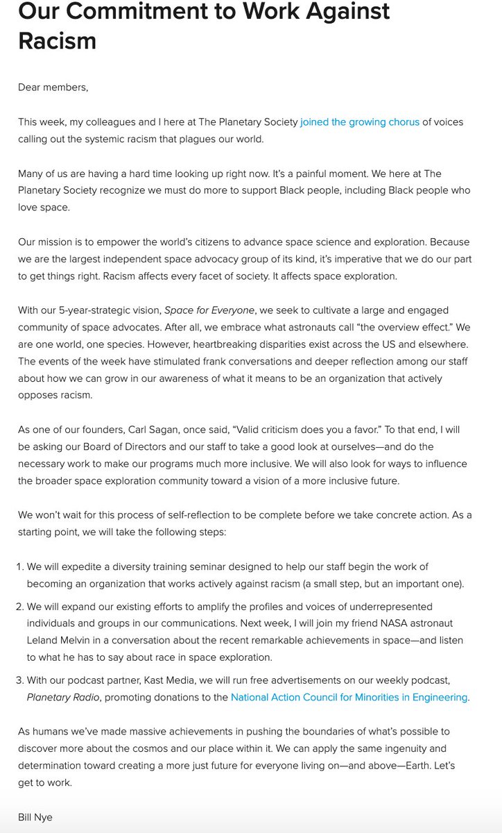 Committed to Doing the Work

Our initial plans to proactively work against racism: planetary.org/blogs/bill-nye…