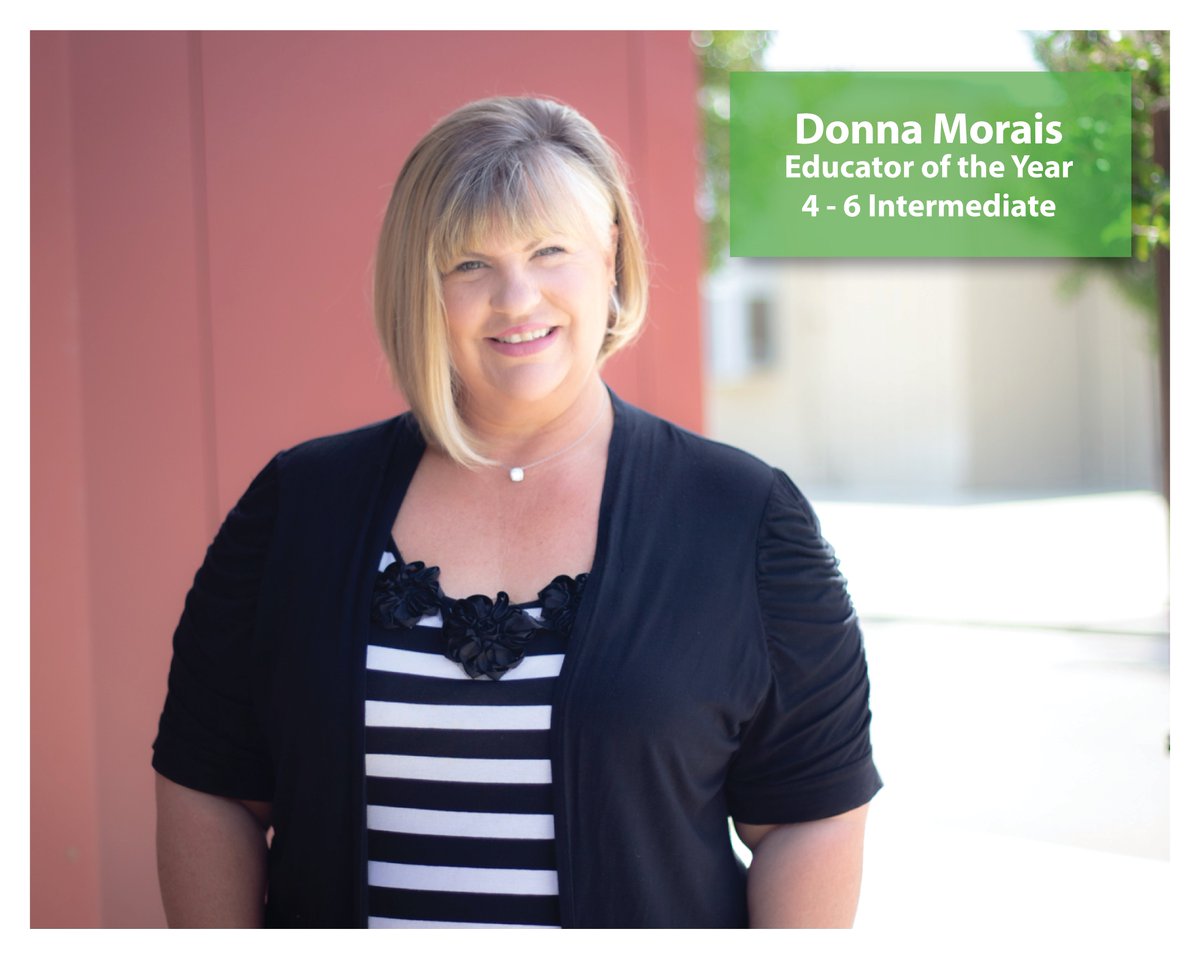 Making us very #proudtobemusd is Donna Morais from Shasta Elementary named 2020 Educator of the Year 🏆 in MUSD in the intermediate education (grades 4-6) category. 👩‍🏫 Congratulations, Ms. Morais!