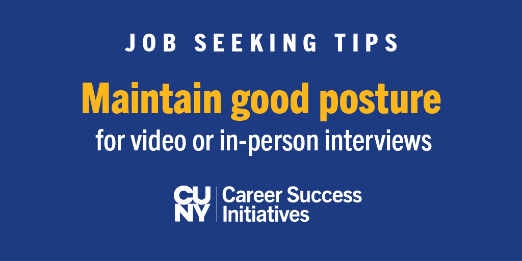 CUNY_Works's tweet photo. Whether you're in a meeting or interview, don't forget to maintain good posture and eye contact. #CUNYWorksJobTips https://t.co/UYxjXZh5tM