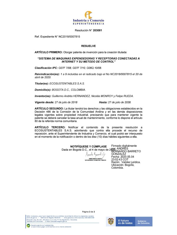 EspaDigIoT's tweet photo. #BreakingNews Después de un largo proceso de 2 años hemos recibido la notificación de la aprobación de la patente para nuestro sistema de #lockersinteligentes. Es un gran hito para nosotros como compañía!
#patentaproved #hechoencolombia #IoT #Contactless #ecommerce #retail https://t.co/XlHR1sYbFa