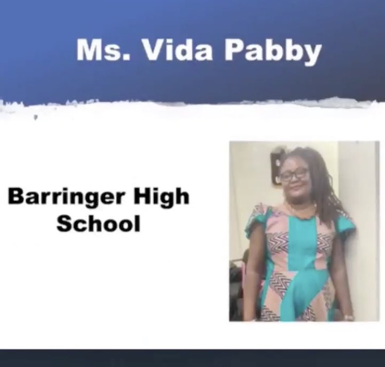 Our amazing Math Teacher Mrs. Pabby was recognized by <a href="/NPSvoices/">Newark Board of Education</a> at yesterday’s virtual T.O.Y recognition celebration on Facebook Live! Congratulations 🎉🎊