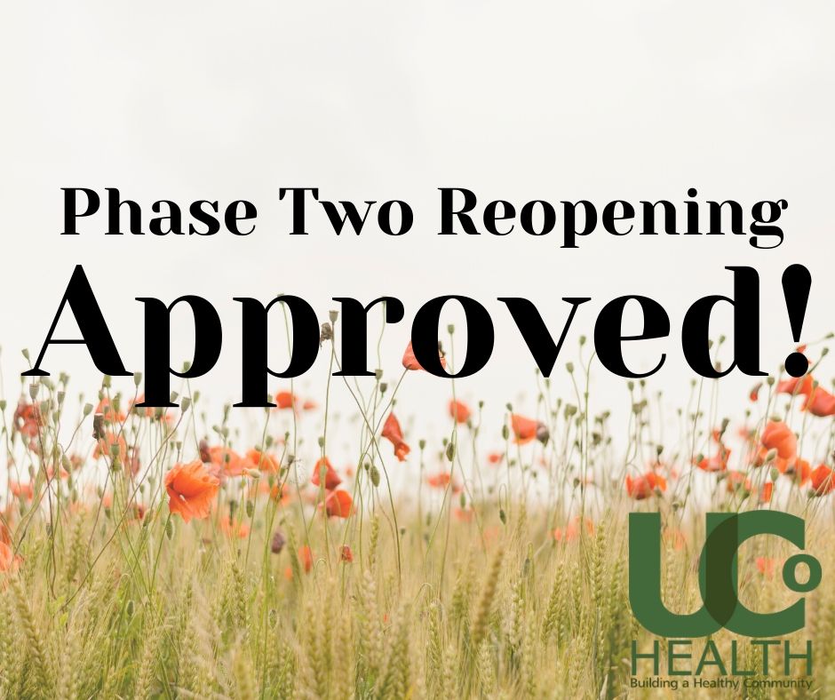 Umatilla County has been approved to enter Phase Two Reopening tomorrow, June 6th. Guidance and additional information on Governor Brown's reopening plan is available at govstatus.egov.com/or-covid-19.