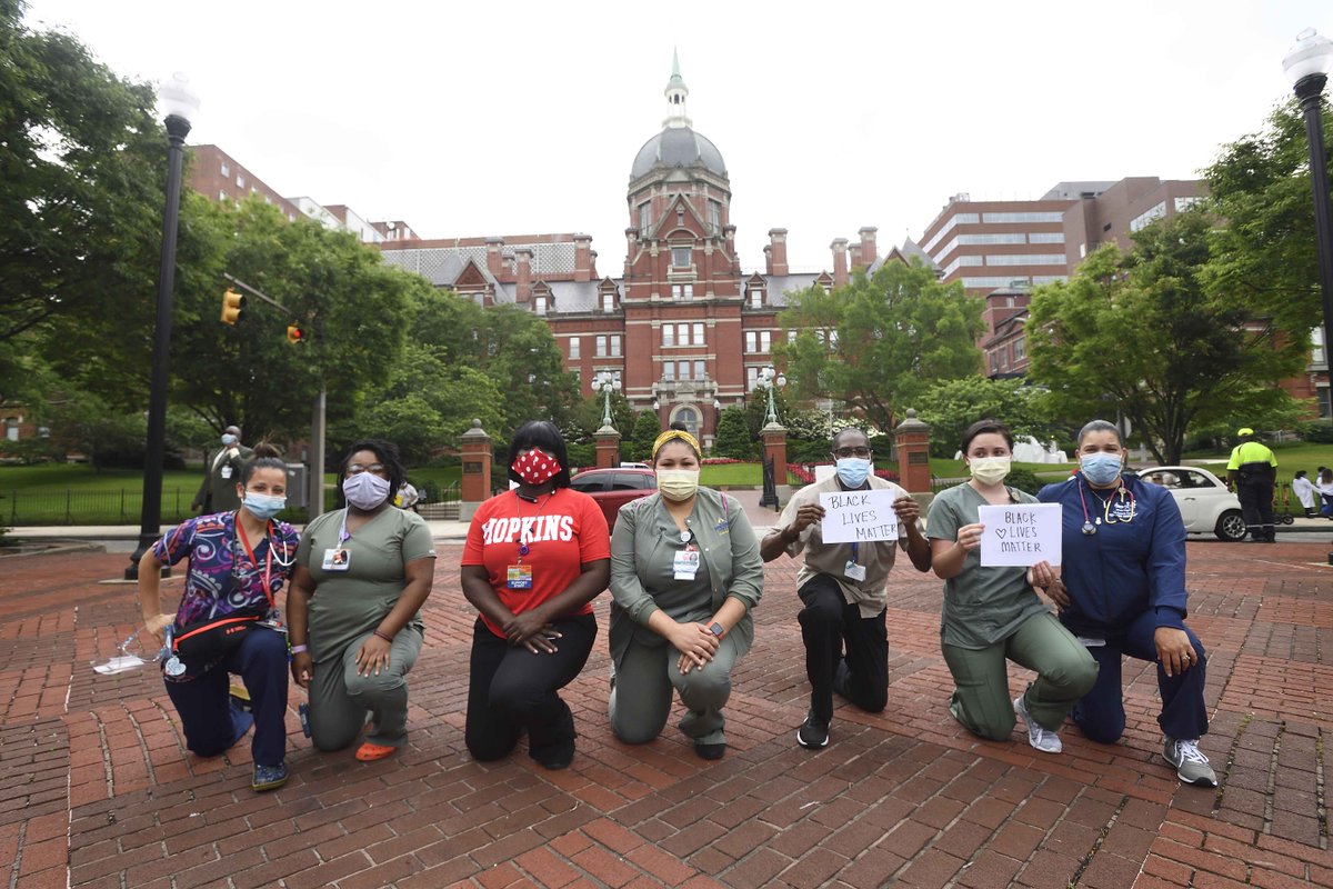 To demonstrate solidarity against racism, inequity and oppression, Johns Hopkins residents along with the larger Hopkins community joined the #WhiteCoatsforBlackLives today to honor George Floyd and the other victims who have been killed as a result of police brutality.