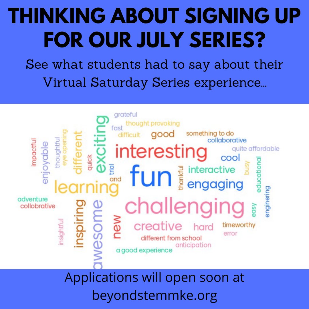 Exciting, time worthy, engaging, inspiring, and creative!  All of these words were used by middle school students to describe their virtual experience with Beyond STEM!
#STEM #diversity #STEMeducation