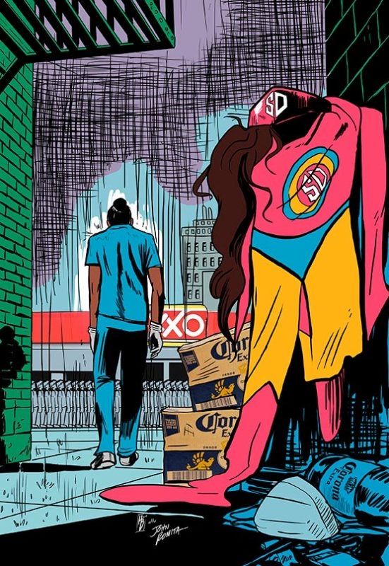 mexdesconocido's tweet image. La obra se llama "Susana Distancia No More" y la composición hace referencia a un icónico momento del Hombre Araña. buff.ly/2AFxyQ0