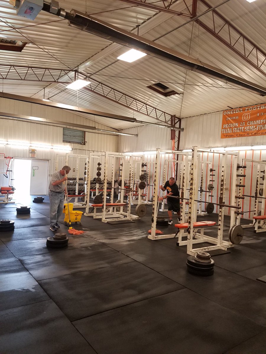 These guys love taking care of our kids. Practice using social distancing in the morning. Then disinfecting in the afternoon. Heck they social distance with a mop. #pcc <a href="/CoachTLambert/">Tony Lambert</a>