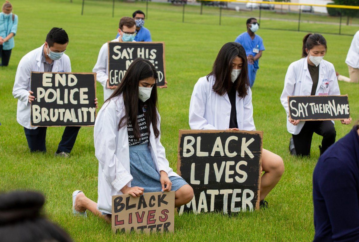 Penn State Health (@pennsthershey) on Twitter photo Staff and students from Hershey Medical Center and <a href="/penn_state/">Penn State</a> College of Medicine knelt for 9 minutes in silent reflection on systemic racism and violence against people of color during #WhiteCoatsForBlackLives Friday. Staff and students from Hershey Medical Center and <a href="/penn_state/">Penn State</a> College of Medicine knelt for 9 minutes in silent reflection on systemic racism and violence against people of color during #WhiteCoatsForBlackLives Friday.