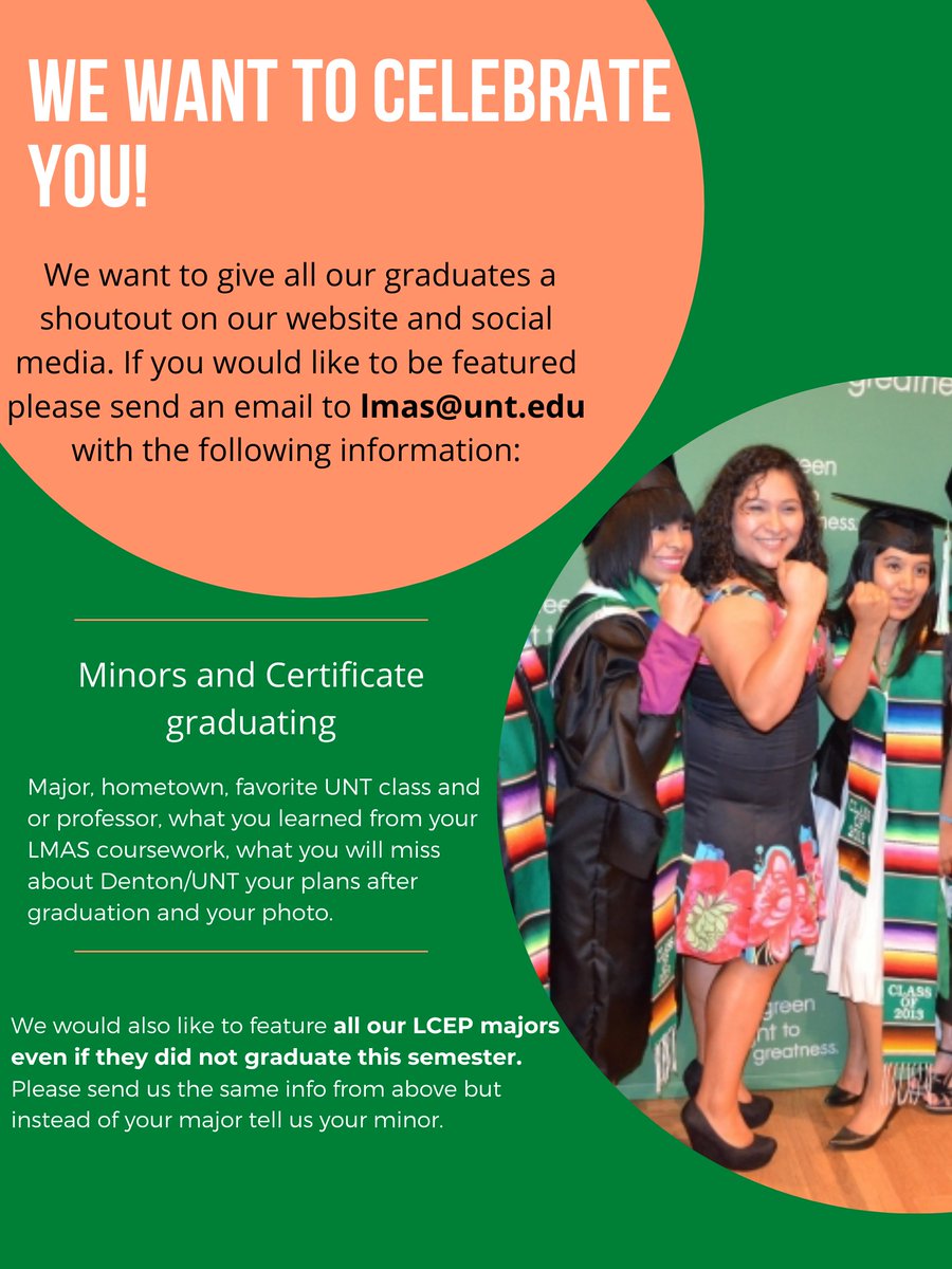UntLmas's tweet photo. We want to celebrate all our LMAS students! https://t.co/43pJjfKO6O
