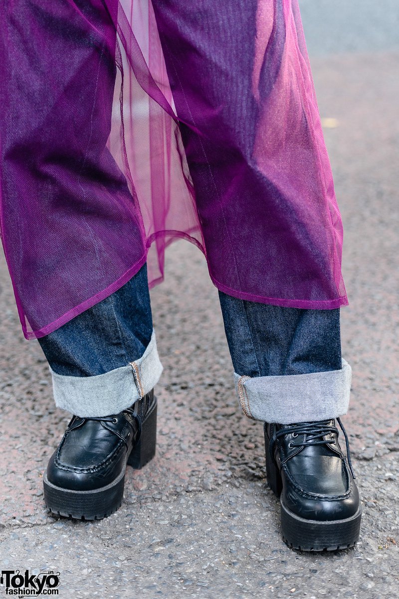 Harajuku Streetwear w/ Purple Hair, UNIQLO x Street Fighter Shirt, Romantic  Standard Pleated Skirt, Burlesque Harness Bag & Yosuke Chunky Shoes – Tokyo  Fashion