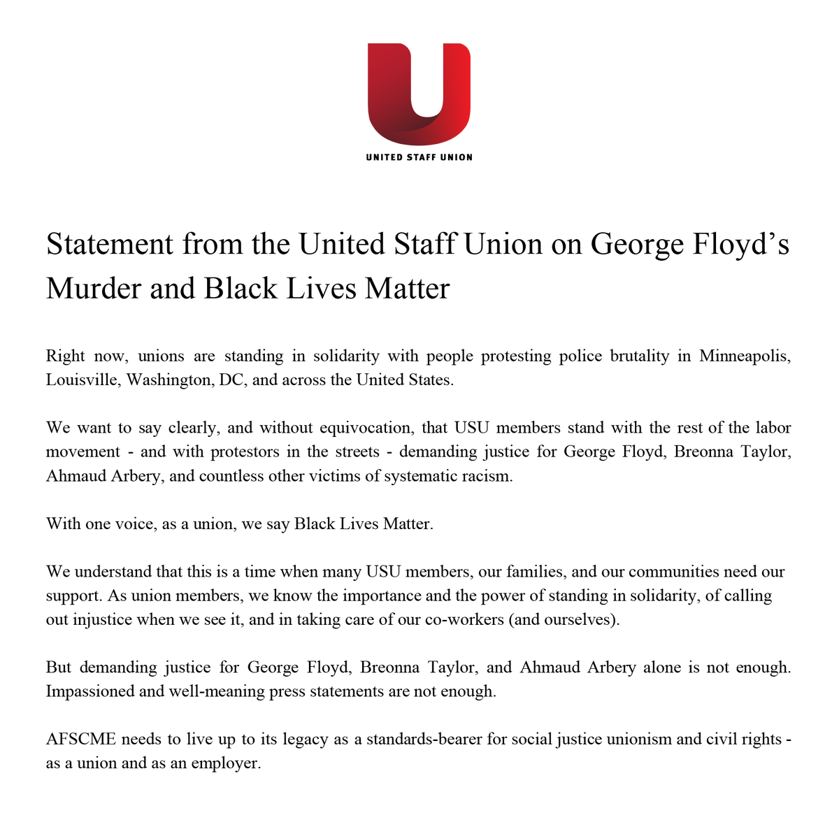 United Staff Union tweet media