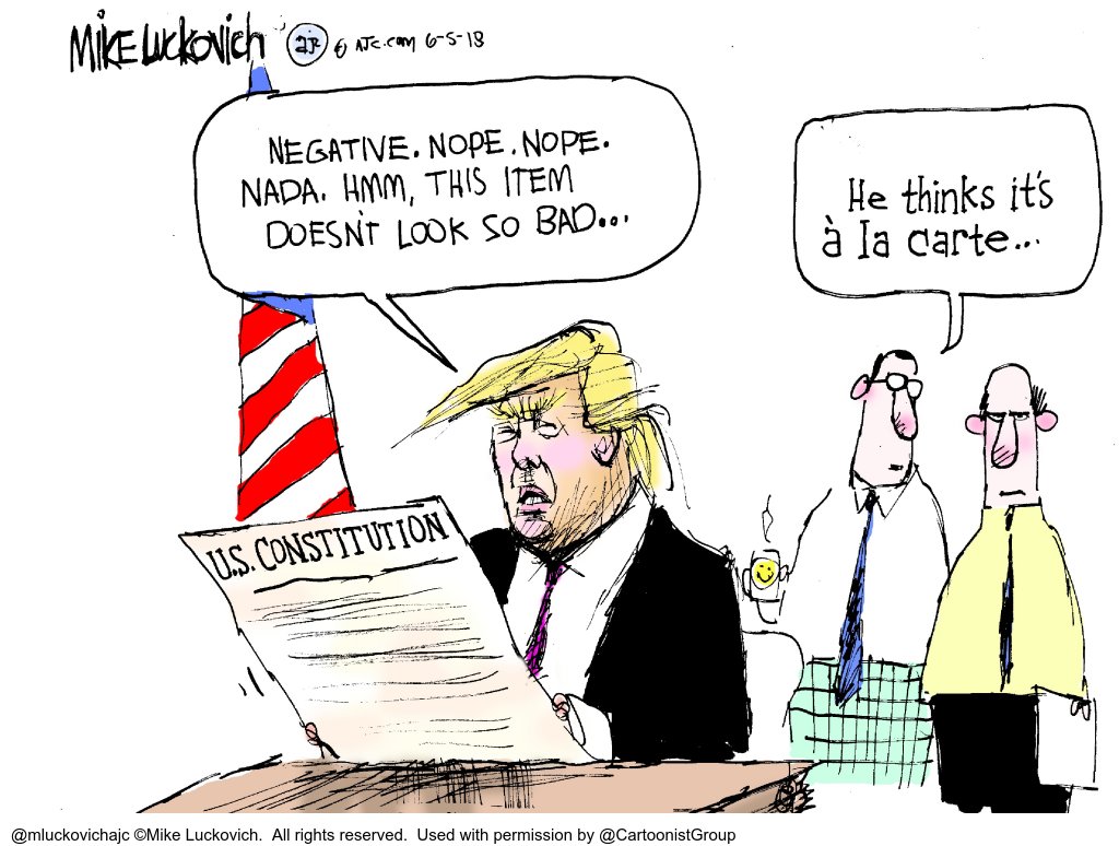 FreeSpeechToons's tweet photo. #Vote because a president should know that the #Constitution is not a la carte.
Archival cartoon by @mluckovichajc
RT @CartoontheVote 
#Election #ElectionCartoons
#1stAmendment #3rdAmendment
#FreedomofthePress #FreedomofSpeech #FreedomofAssembly #QuarteringSoldiers https://t.co/OFs6ZCZQQY
