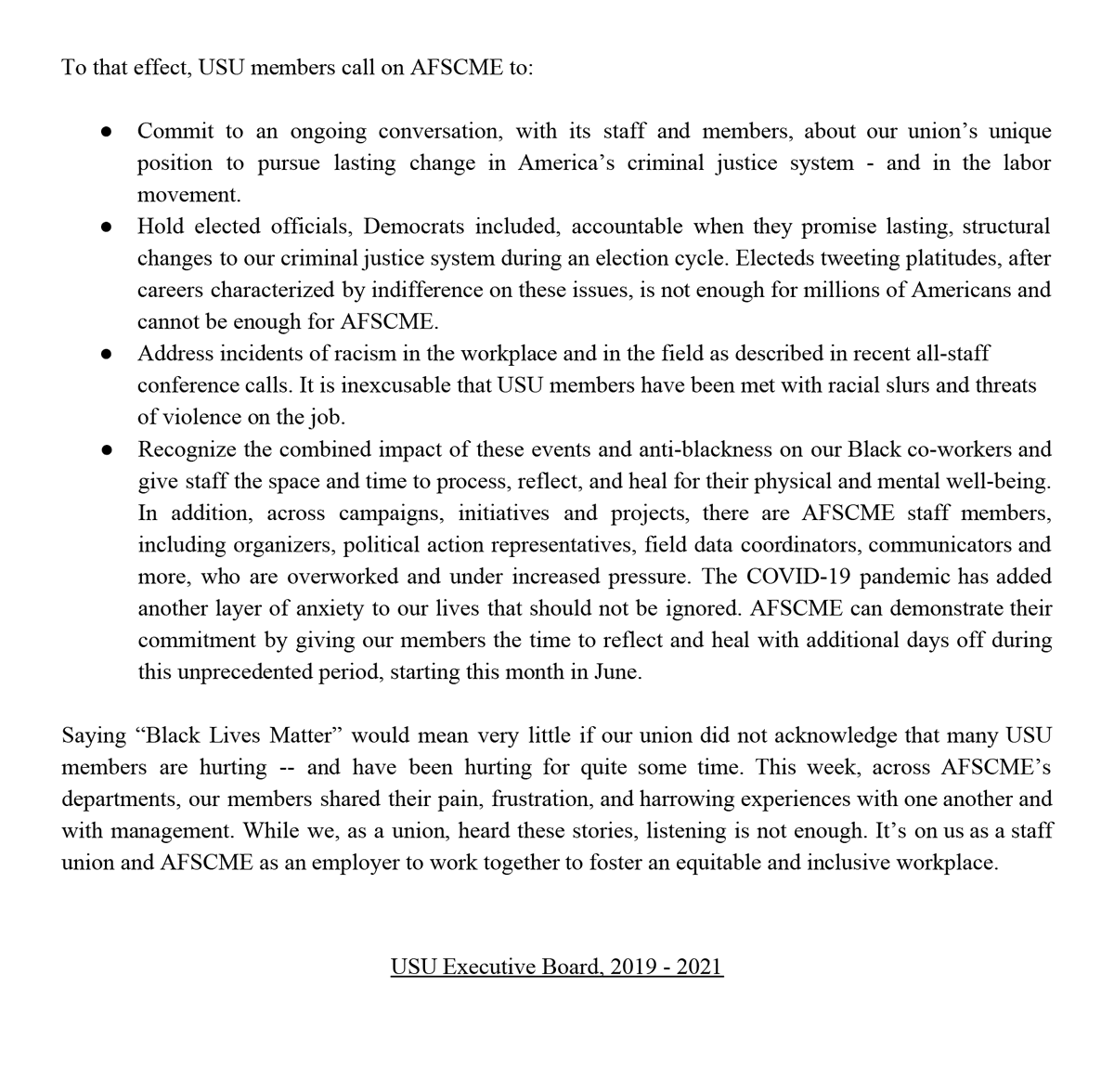 United Staff Union tweet media