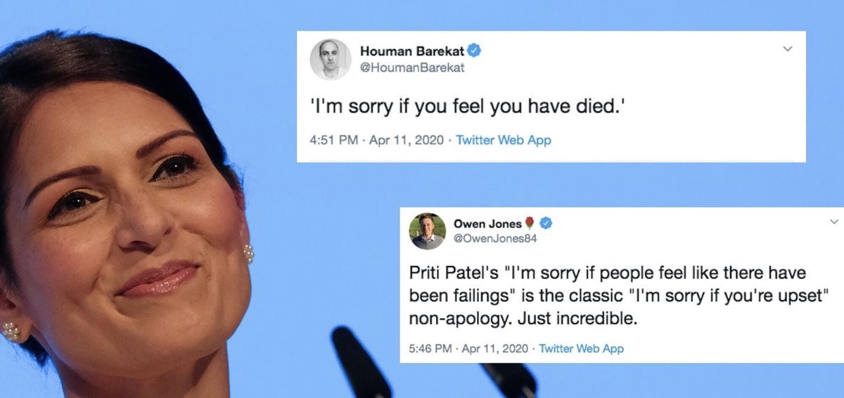 8/. It’s been 3 weeks since anyone from govt has appeared on  @Channel4News, & their journalists haven’t been able to ask a question at the briefing for a week @pritipatel bristled when  @InigoGilmore asked if she was sorry as did  @MattHancock when  @alextomo asked about care homes