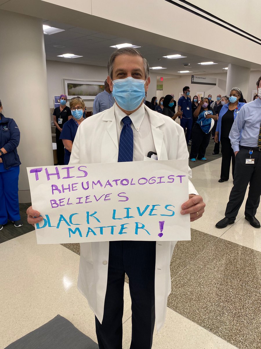mainlinehealth's tweet photo. Today, across Main Line Health, our team kneeled in silence for 8 minutes and 46 seconds to demonstrate our unwavering support for equality for all in our community. 

#WhiteCoatsForBlackLives https://t.co/cjzUQuufyd