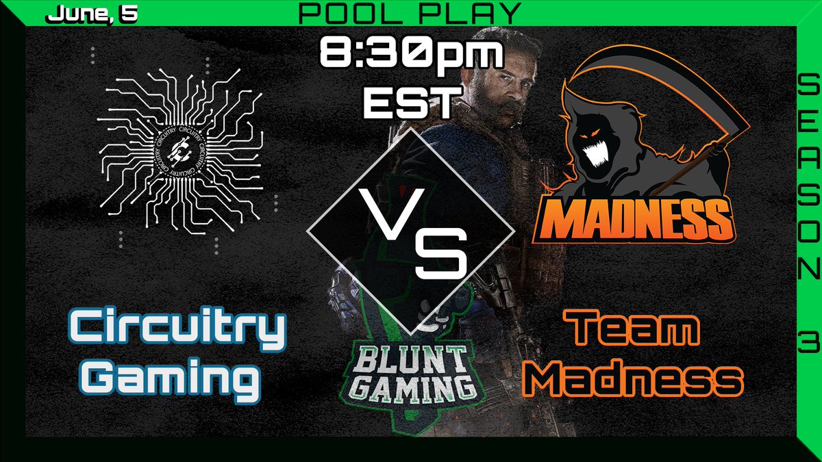 _BluntGaming's tweet image. Come tune in for a big day of Call of Duty! We have three matches lined up!

@lntrepidGG vs @ReGenGamingGG @ 4:00 PM est

@TeamSolidity vs @ReGenGamingGG @ 6:00 PM est

@TeamMadness vs @CircuitryGaming  @ 8:30 PM est

Casted By The One and Only @That1Guy_TG