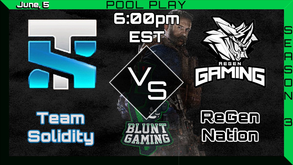 _BluntGaming's tweet image. Come tune in for a big day of Call of Duty! We have three matches lined up!

@lntrepidGG vs @ReGenGamingGG @ 4:00 PM est

@TeamSolidity vs @ReGenGamingGG @ 6:00 PM est

@TeamMadness vs @CircuitryGaming  @ 8:30 PM est

Casted By The One and Only @That1Guy_TG