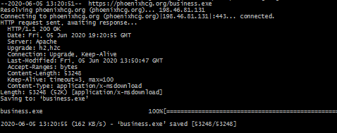 exe drop:

https://phoenixhcg[.]org/business.exe

cc <a href="/YouMayBeHacked/">Compromise Notifier</a> (miss you Jay).