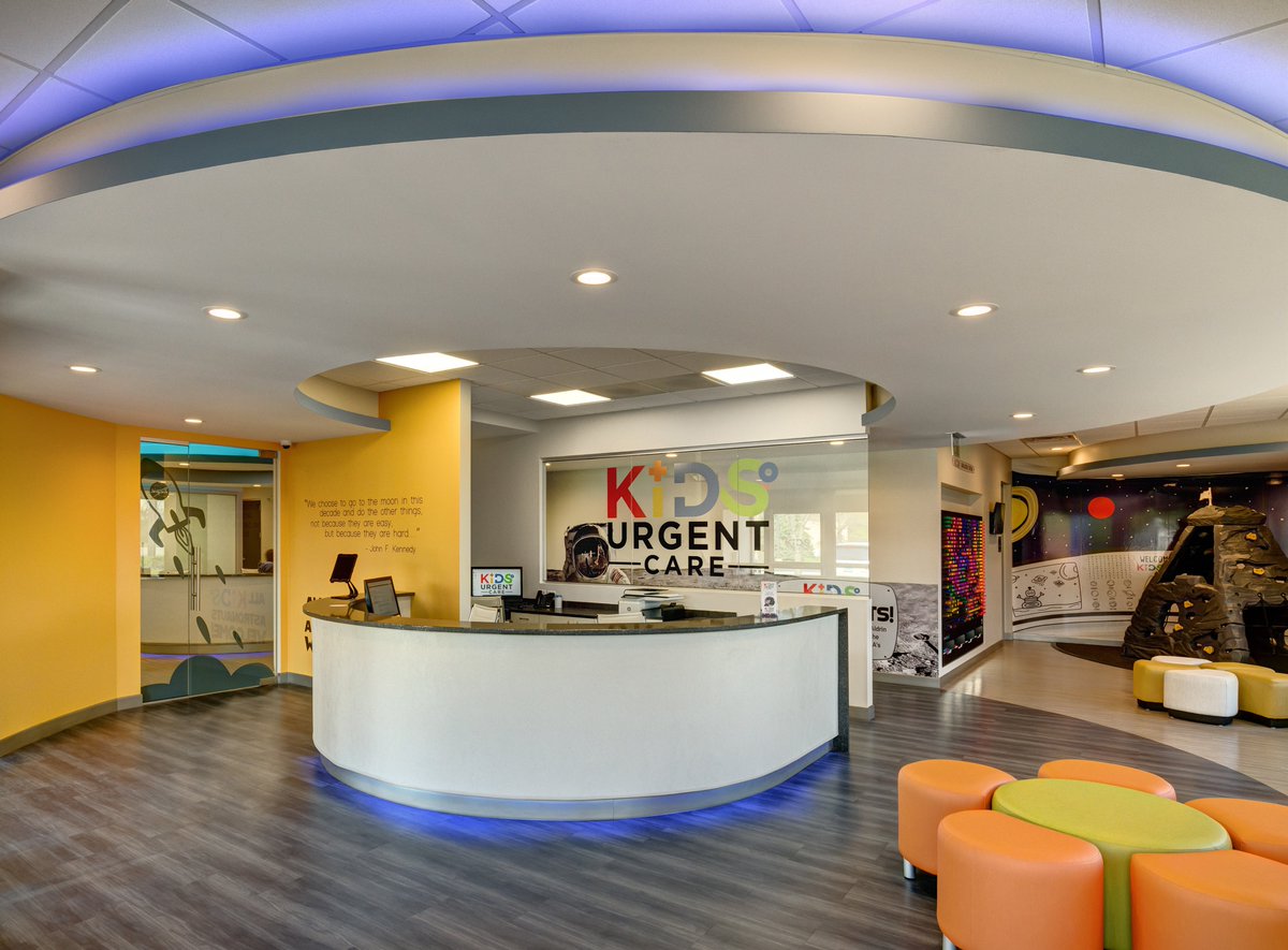 APEXDB's tweet image. Friday Project Highlight!
@UrgentKids was planned and built with a Space/NASA theme including quotes and interactive learning experiences throughout!
#apex #apexdesignbuild #designbuild #healthcare #interiors #urgentcaredesign #urgentcarearchitecture #urgentcareconstruction