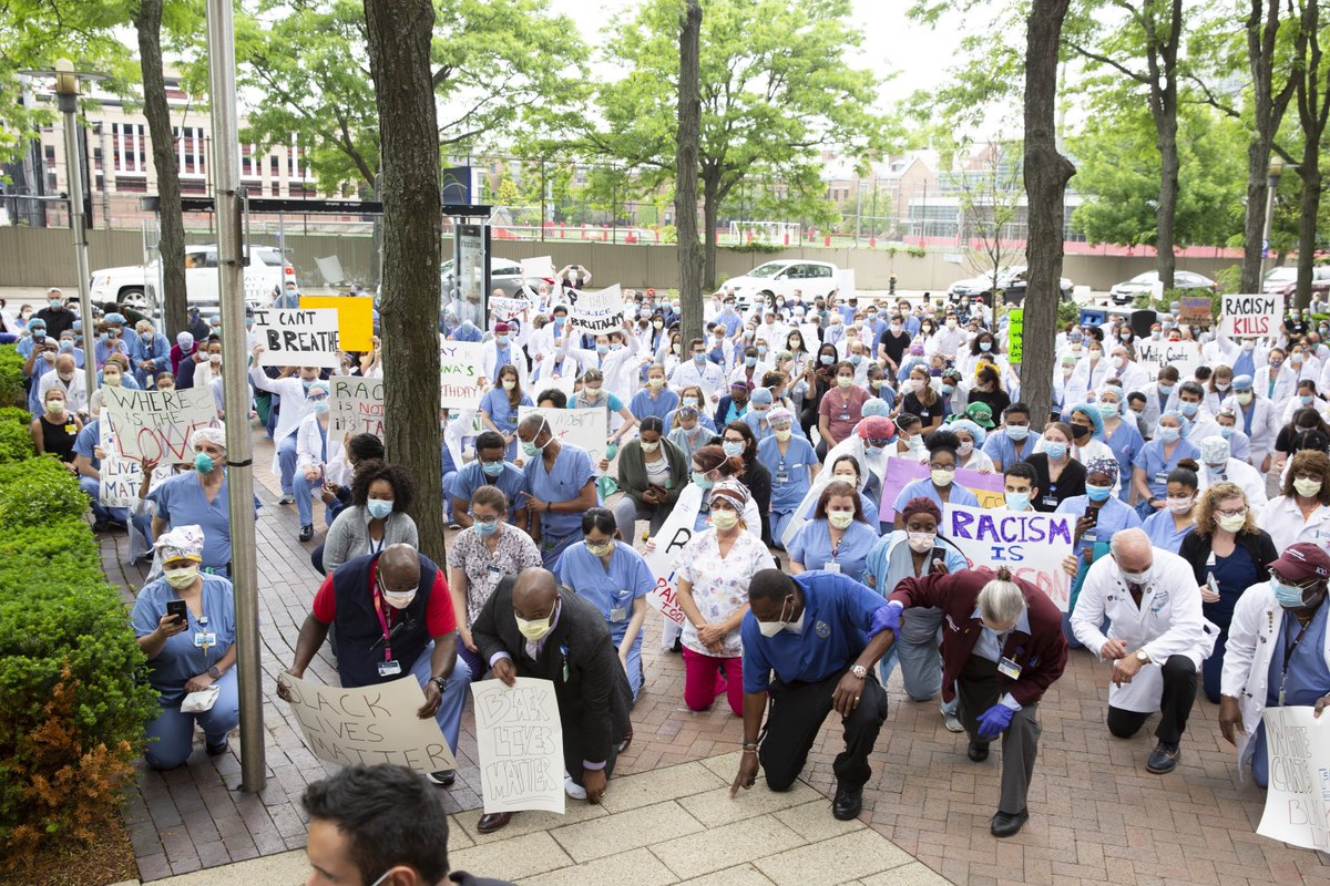 We knelt together. Now we'll stand together and change the system. This is what community looks like. Special thanks to @AudreyLiMD <a href="/dseth1106/">Divya Seth MD MPH</a> Josh Dubow <a href="/monim86/">Monica Midha</a>, <a href="/BIDMC_Medicine/">BIDMC Department of Medicine</a> <a href="/BIDMC_IM/">BIDMC IM Residency</a> <a href="/bidhospitalists/">BID Hospitalists</a> <a href="/BIDMChealth/">BIDMC</a> #whitecoats4blacklives #WhiteCoatsForBlackLives