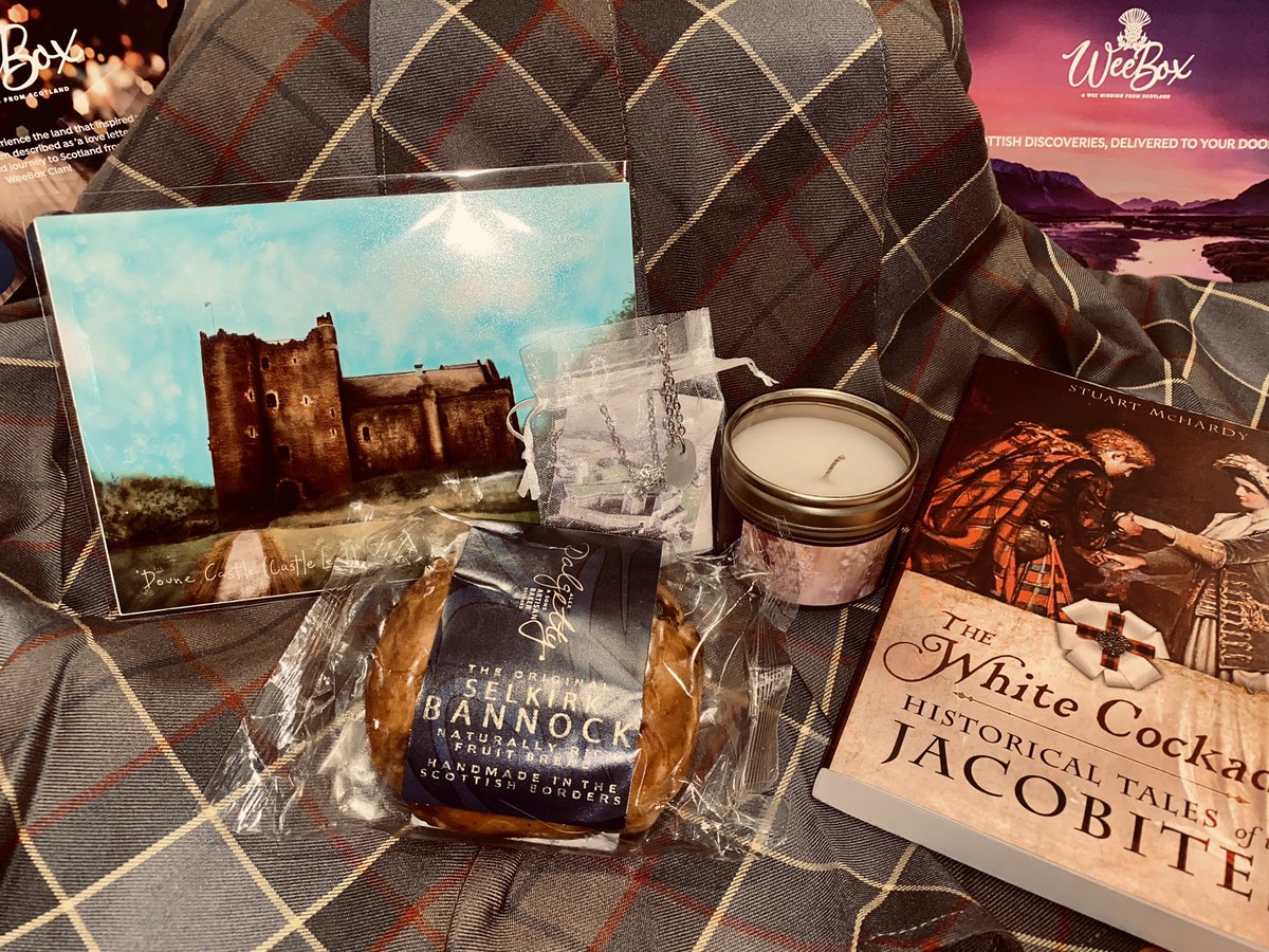 LisaMariegood1's tweet photo. Got my first @insideWeeBox from Scotland-this month is an outlander theme!! I love it -so I had to use the Fraser tartan in my photo! @SamHeughan @caitrionambalfe #outlander https://t.co/4i5wW6OHis