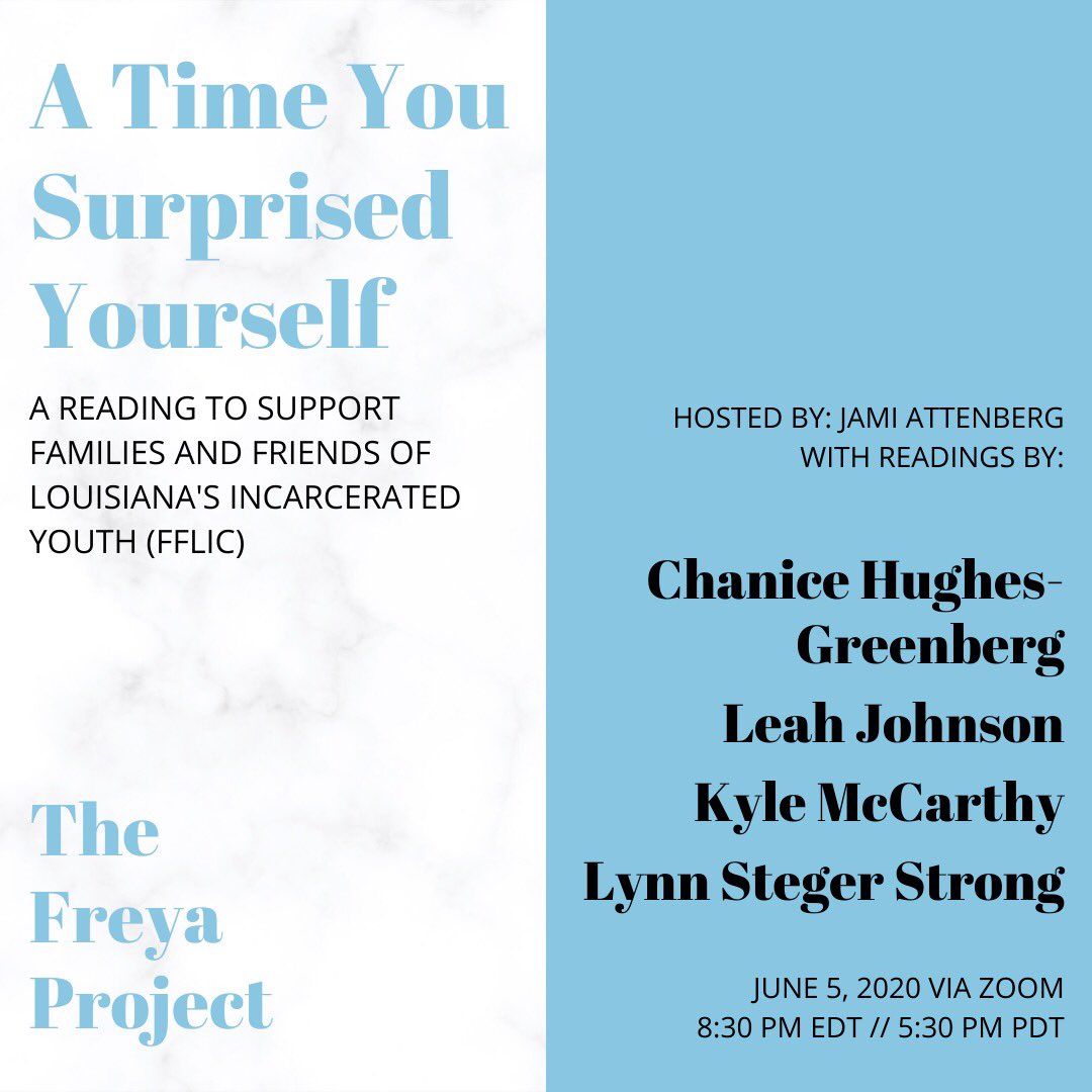 natalkaburian's tweet image. Tonight’s @TheFreyaProject will support Families and Friends of Louisiana’s Incarcerated Children. FFLIC does important criminal justice work, and even if you can’t join us tonight, please give. @ohheychanice, @NonieBrzyski, @lynnsstrong and I will all match donations up to $250!