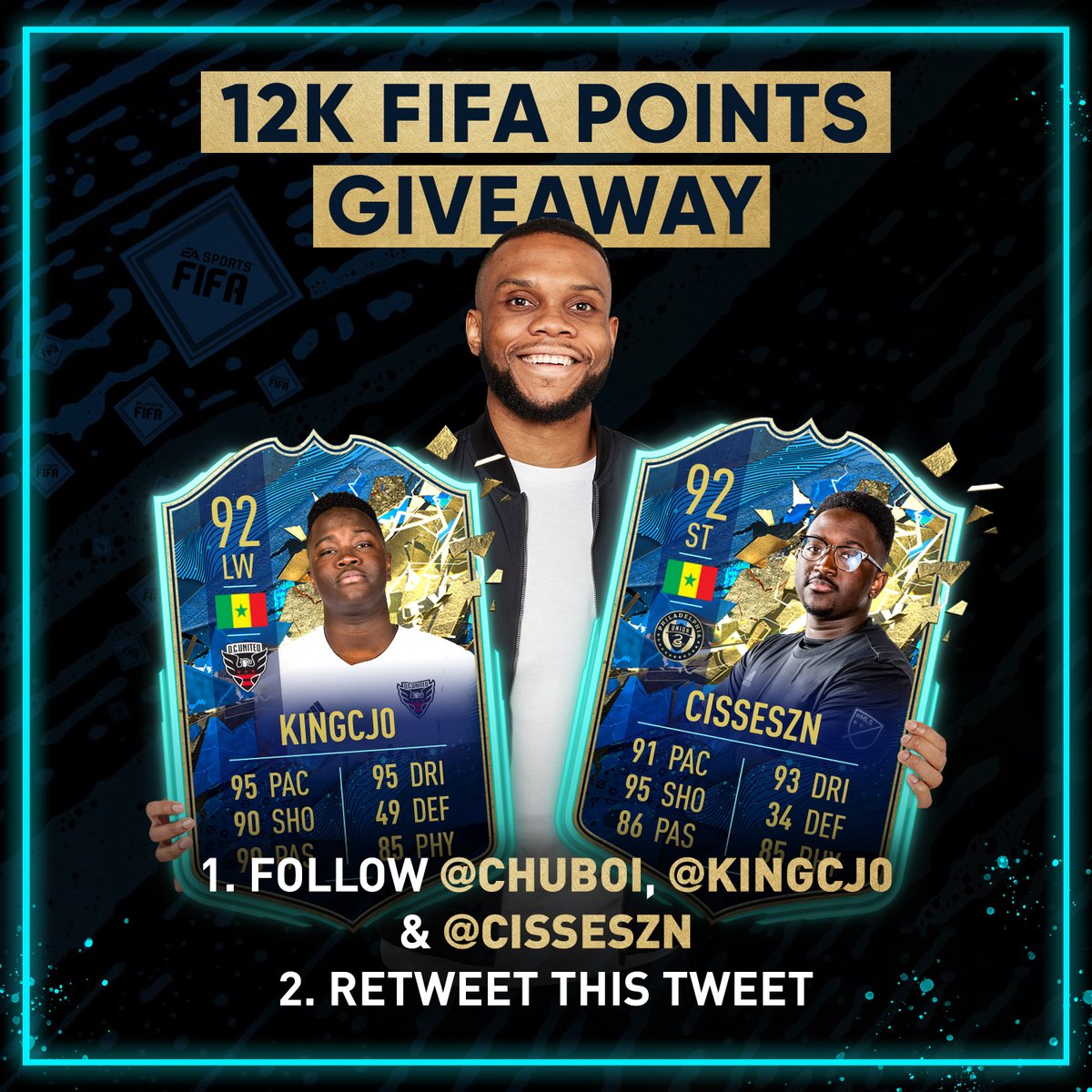 ChuBoi's tweet photo. 💰 12K FIFA POINT GIVEAWAY! 💰

RETWEET this tweet &amp; FOLLOW these guys for a chance to win! 👍🏾

✅@cisseSZN
✅@KingCJ0
✅Myself

Winner picked Tues Jun 9th. ⏰

GOOD LUCK! 👊🏾 https://t.co/6EFXY3CmJ7