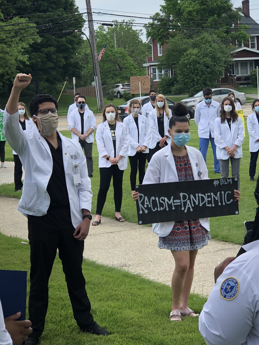 KirsteinDO's tweet image. 8 minutes 46 seconds. @ouhcom #CLE students leading. Racism is a public health emergency. #WhiteCoatsForBlackLives
