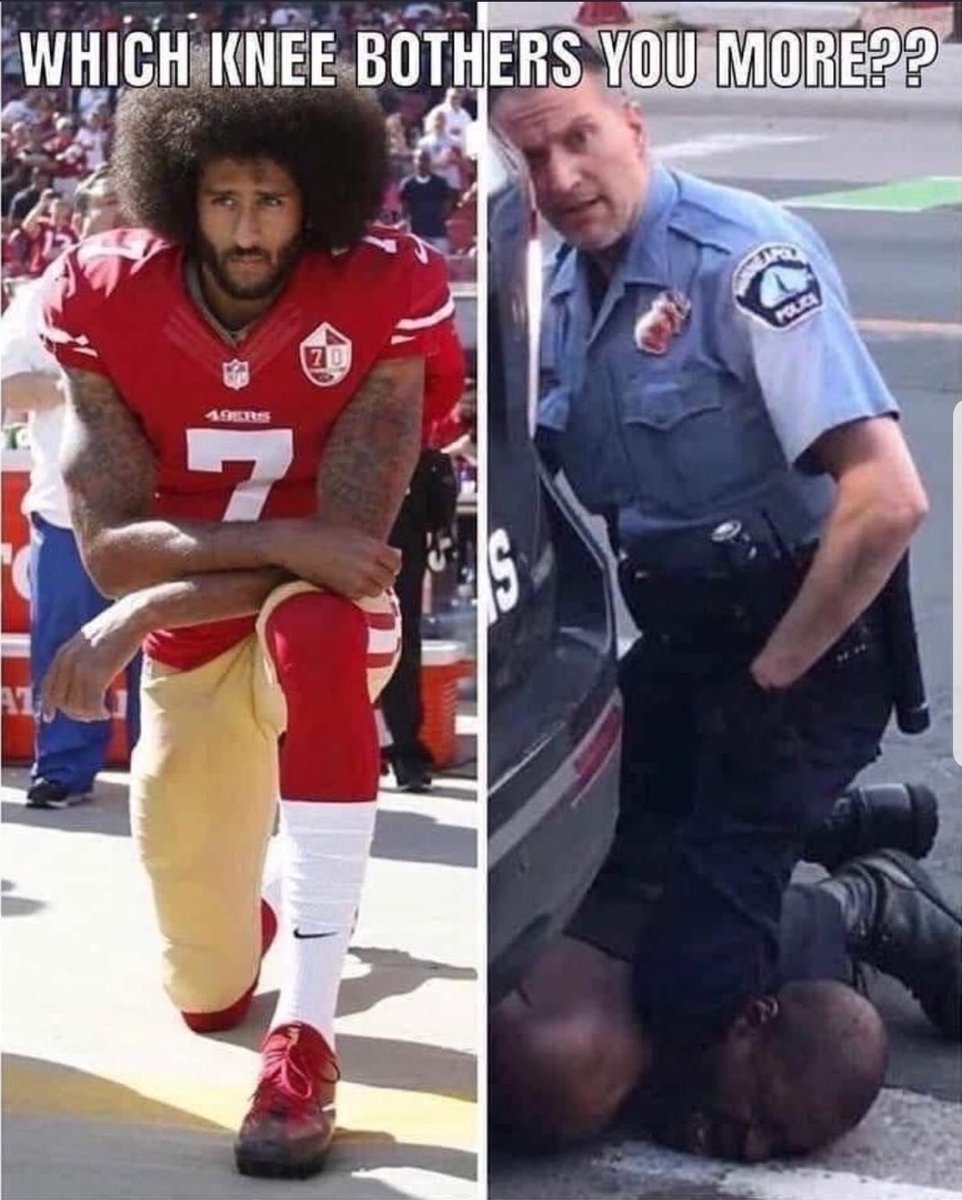 "No kneeling." Just hiding behind a #babygate while threatening peaceful protestors. Sad.