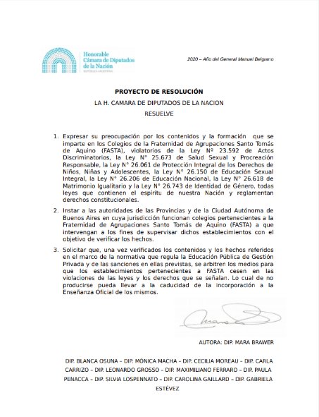 MaraBrawer's tweet photo. Presenté un proyecto de resolución de pronta intervención por los contenidos y la formación que se imparte en los Colegios de la Fraternidad de Agrupaciones Santo Tomás de Aquino (FASTA). Pueden consultar el proyecto completo acá: https://t.co/bKCRWjVzh2
Abro hilo 👇🏼 https://t.co/rvfmFWR0wE