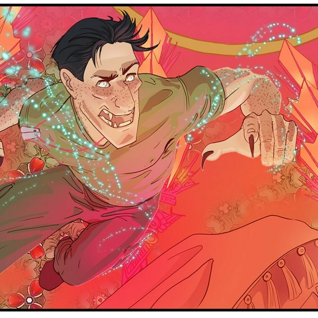chateaugrief's tweet photo. summery hot tangerine and flamingo pink.  Mmm!  This is a frame from my short story comic Codename Magic which is live on Webtoons this week!  Go read it!  Link on my profile page. 
#shortstories #webcomic #webtoon #webtooncontest #comicart #webtoonshortstorycontest #webtoon… https://t.co/EpBAeciF62