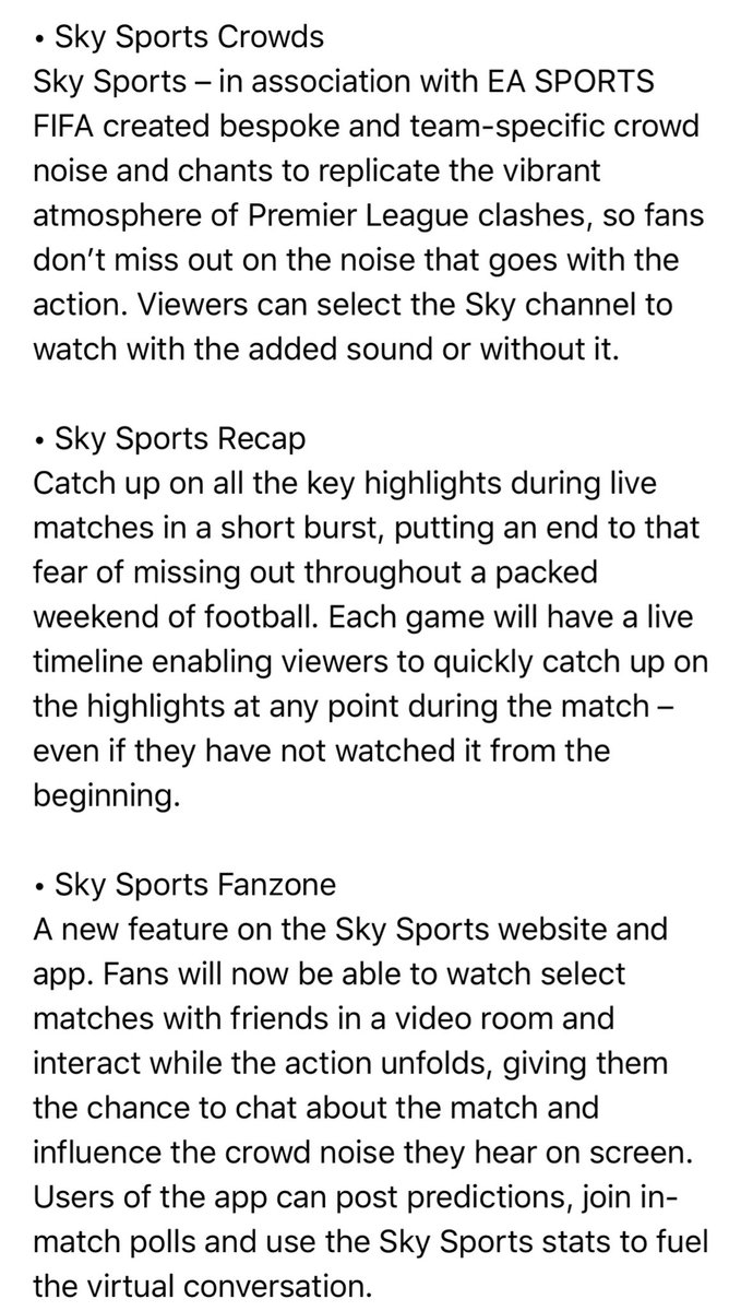 paolopescatore's tweet image. Check out these new ways for #SkySports users to watch the Premier League inclu
👉Sky Sports Crowds
👉Sky Sports Recap
👉Sky Sports Fanzone
Apparently more innovations enhancing the fan experience will be announced soon 👀
#SportsBiz #footballisback #PL #video #streaming @SkyUK