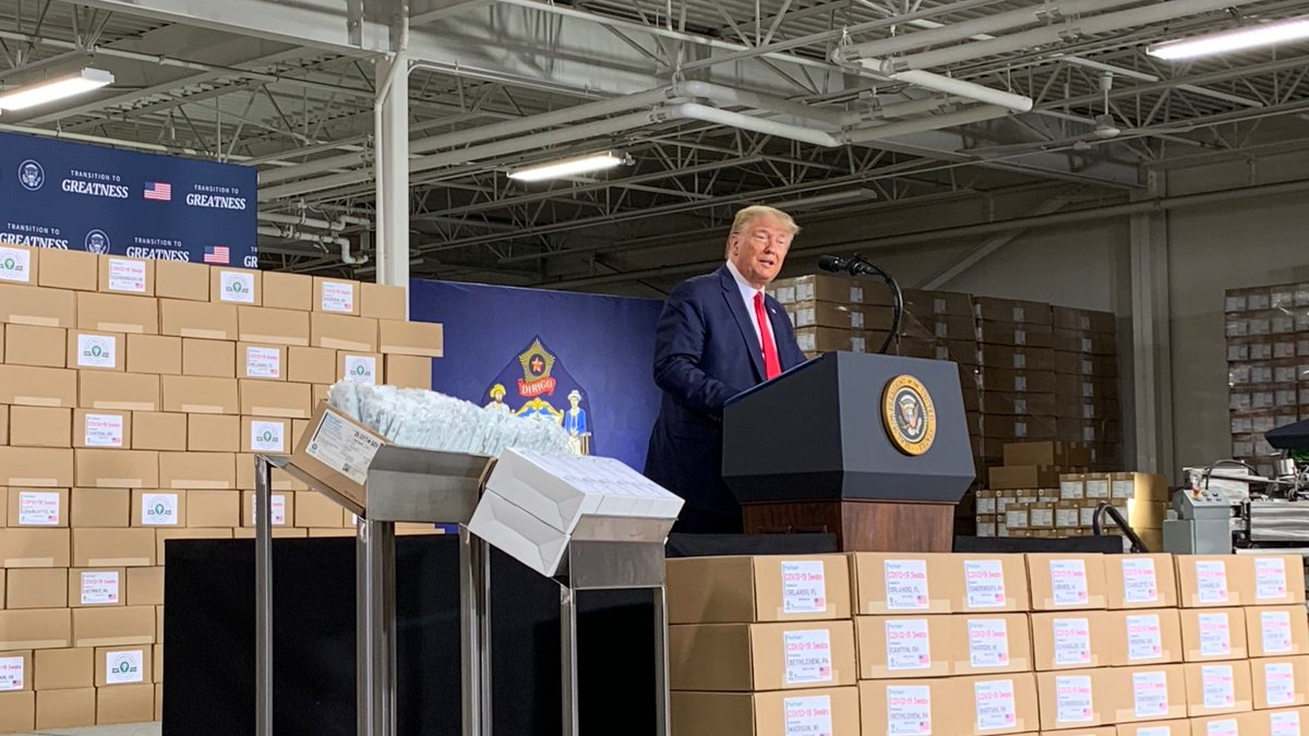 Great to be with President Trump in Maine today at Puritan Medical Products, a company that manufactures medical swabs. They were able to exponentially increase their production to help fight against COVID-19, part of the historic mobilization of American industry led by @POTUS.