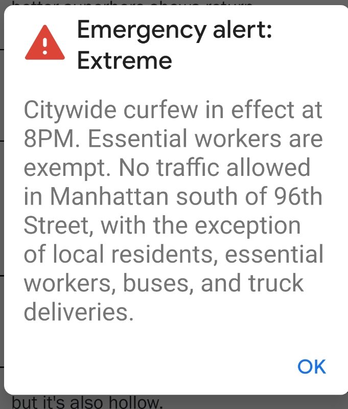 BDaggerLee's tweet image. Every fucking night at approximately 7:30 the City of New York is sent into a rage by this emergency alert #EndTheCurfew