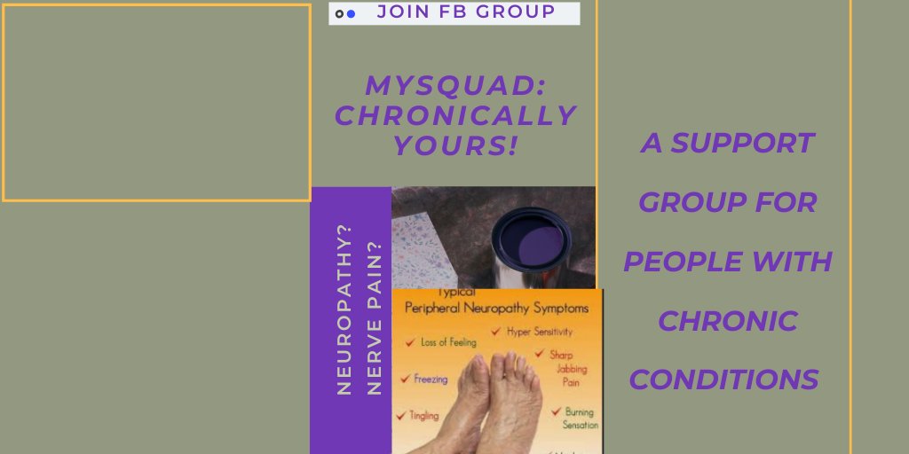 Copy and paste this link into your browser to join FB group MySquad: Chronically Yours! So we can support each other as we live life with chronic illness. facebook.com/groups/2041735…  #neuropathy #neuropathypain #nervedisorders #nervepain #chronicillness