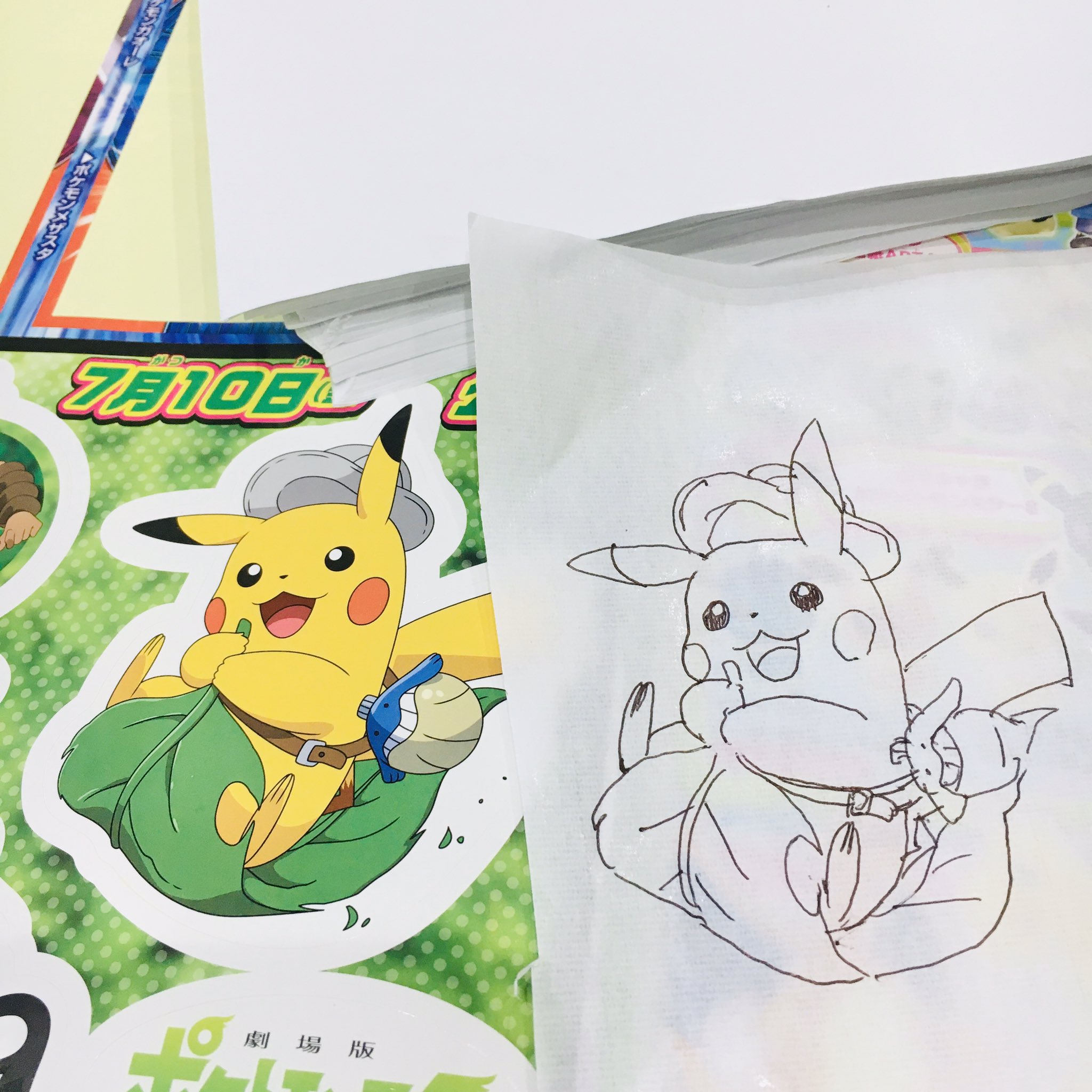 とも 男女双子７歳 覇王 前にtlで見かけた 子どもの写し絵 にトレーシングペーパーではなく習字用半紙を使うとコスパがいい 的なツイートを参考に 最近写し絵が好きな双子のために100均で100 枚入り半紙を買って半分に切っておいた 思う存分写し絵する