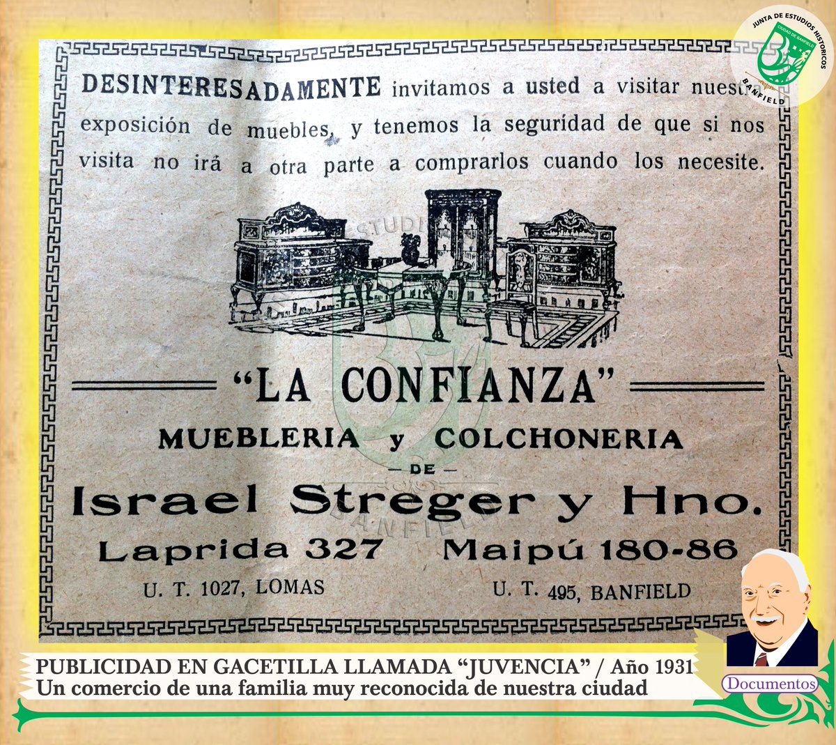 BanfieldArchivo's tweet photo. Una de las tantas publicidades atractivas que se podían apreciar en la época que no se utilizaban fotografías para vender productos publicada en la revista "Juvencia"(Revista cultural donde se repartía a domicilio)

#Documentos #Banfield #Publicidad #Muebleria #Streger https://t.co/6shNmHlfKG