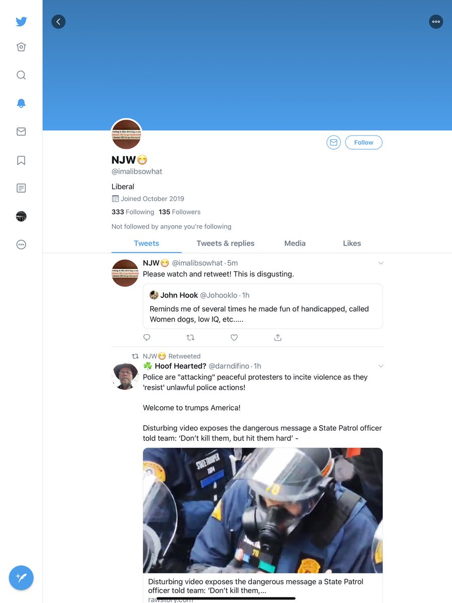 Rabiddogg's tweet image. October 2019. Posts nothing but Antifa and COVID propaganda. You know what to do. #trollblock.