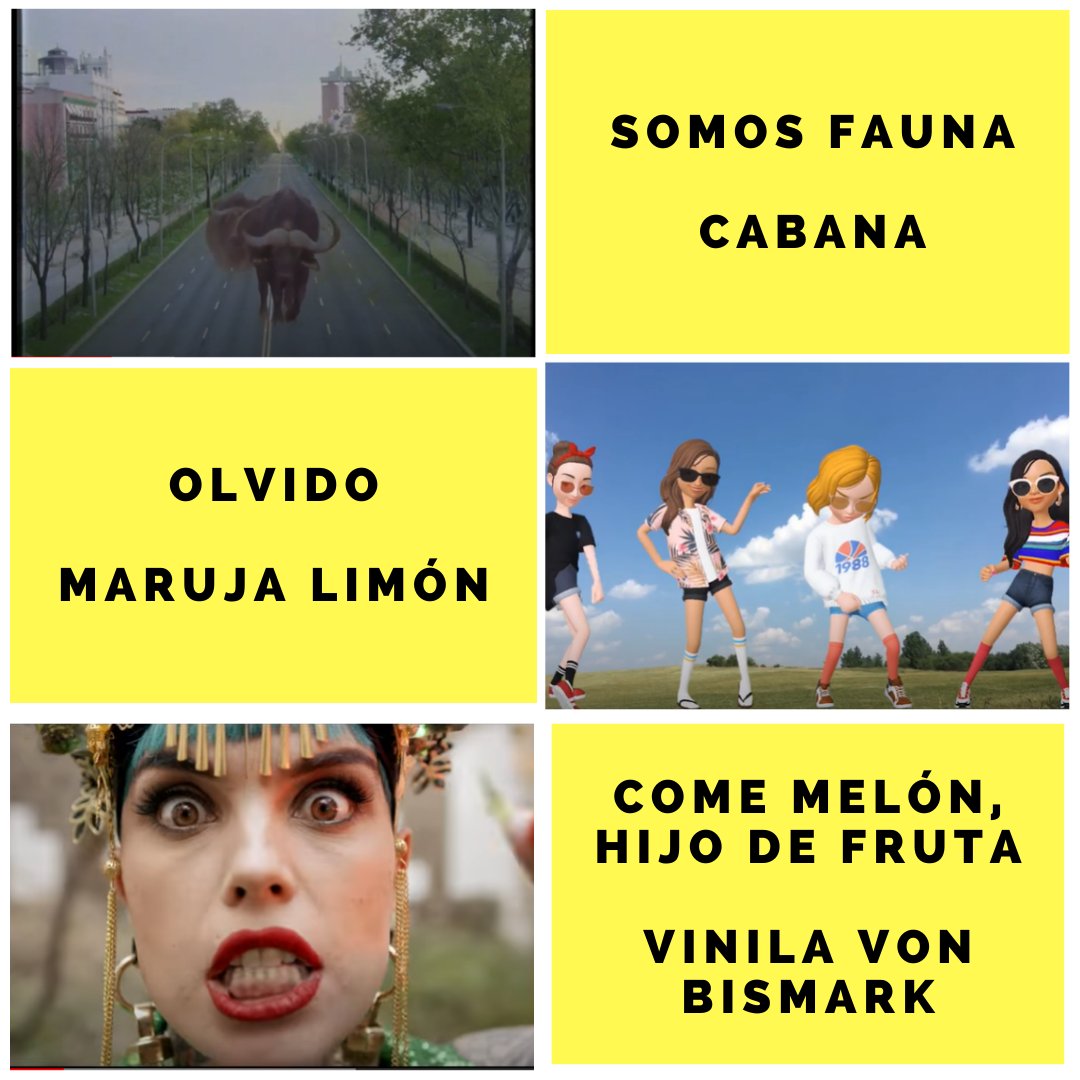 Fines de semana en los que la música se convierte en nuestra mejor compañera.❤❤

⚡ «Somos Fauna» de <a href="/Bandacabana/">Cabana</a>. bit.ly/cabana-yt
⚡ «Olvido» de <a href="/Marujalimonlive/">Maruja Limón</a>. bit.ly/marujalimon-yt
⚡ «Come melón, hijo de fruta» de <a href="/VinilavBismark/">Vinila</a>. bit.ly/vinilavonbisma…
