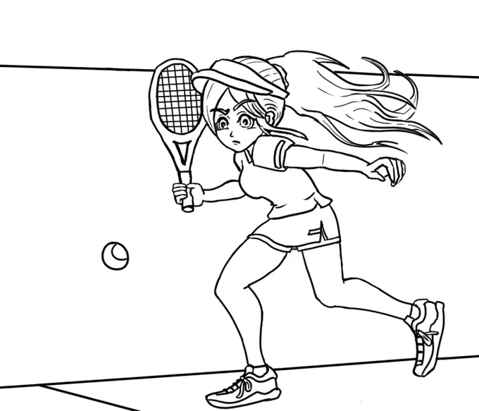 おはようございます。
テニスのイラストの下描き。

#イラスト好きさんと繋がりたい 
#オリジナルイラスト 
#テニス 