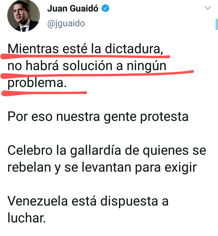 m1628's tweet photo. Dice el ESTAFADOR @jguaido, el mismo CANALLA TRAIDOR que nos hizo PERDER la MEJOR OPORTUNIDAD que tuvimos en el 2019 para SALIR del Régimen, que "Mientras esté la dictadura, NO HABRA SOLUCIÓN a ningún problema".Ojalá algún día este HDLGP PAGUE TODO el DAÑO que nos has causado.👇 https://t.co/SK0KHNYm9A