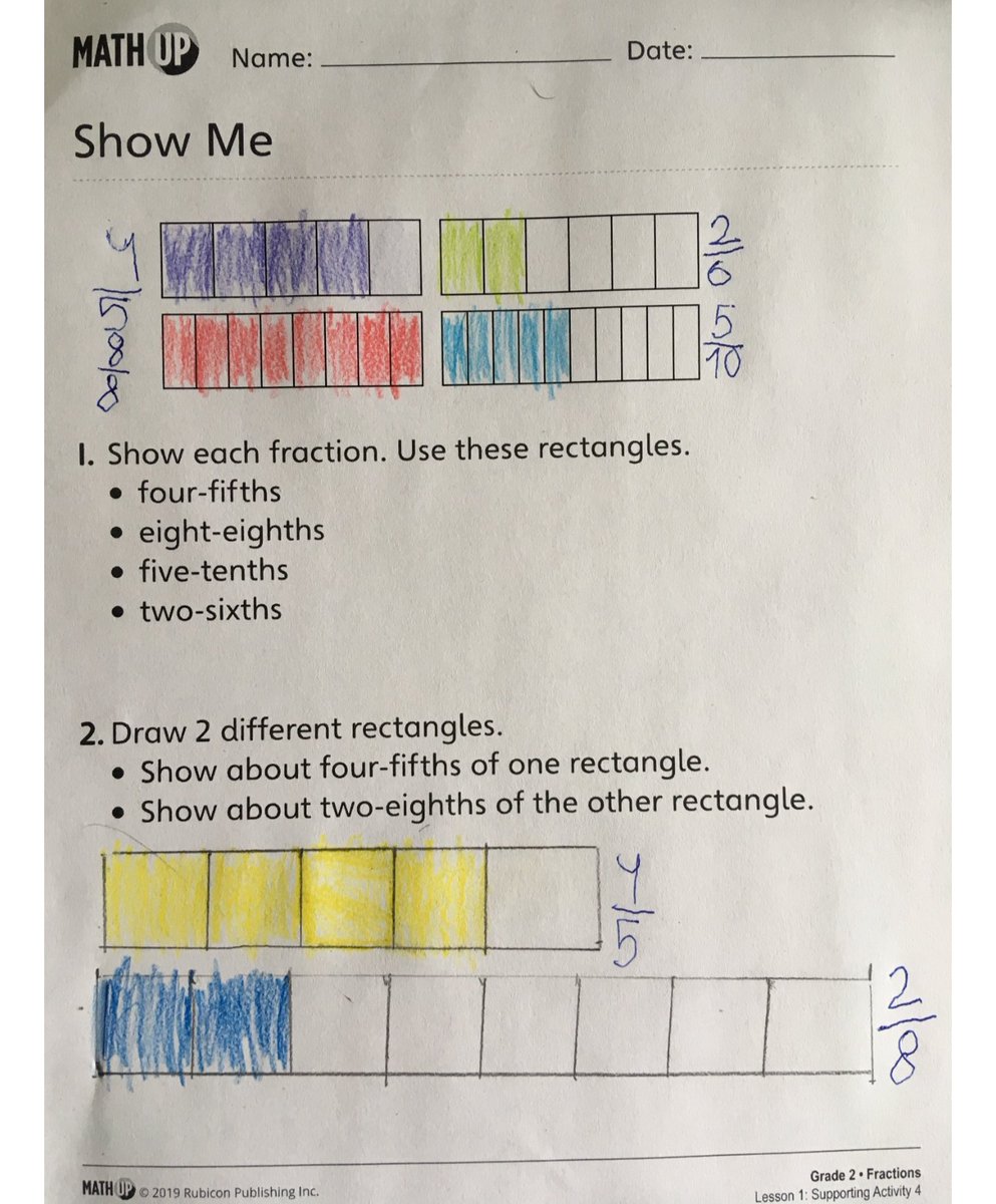 MarkMcEnery's tweet image. Maksym in my Gr. 2 class has been working hard with learn about fractions. Well done:)  @JohnApostleOCSB