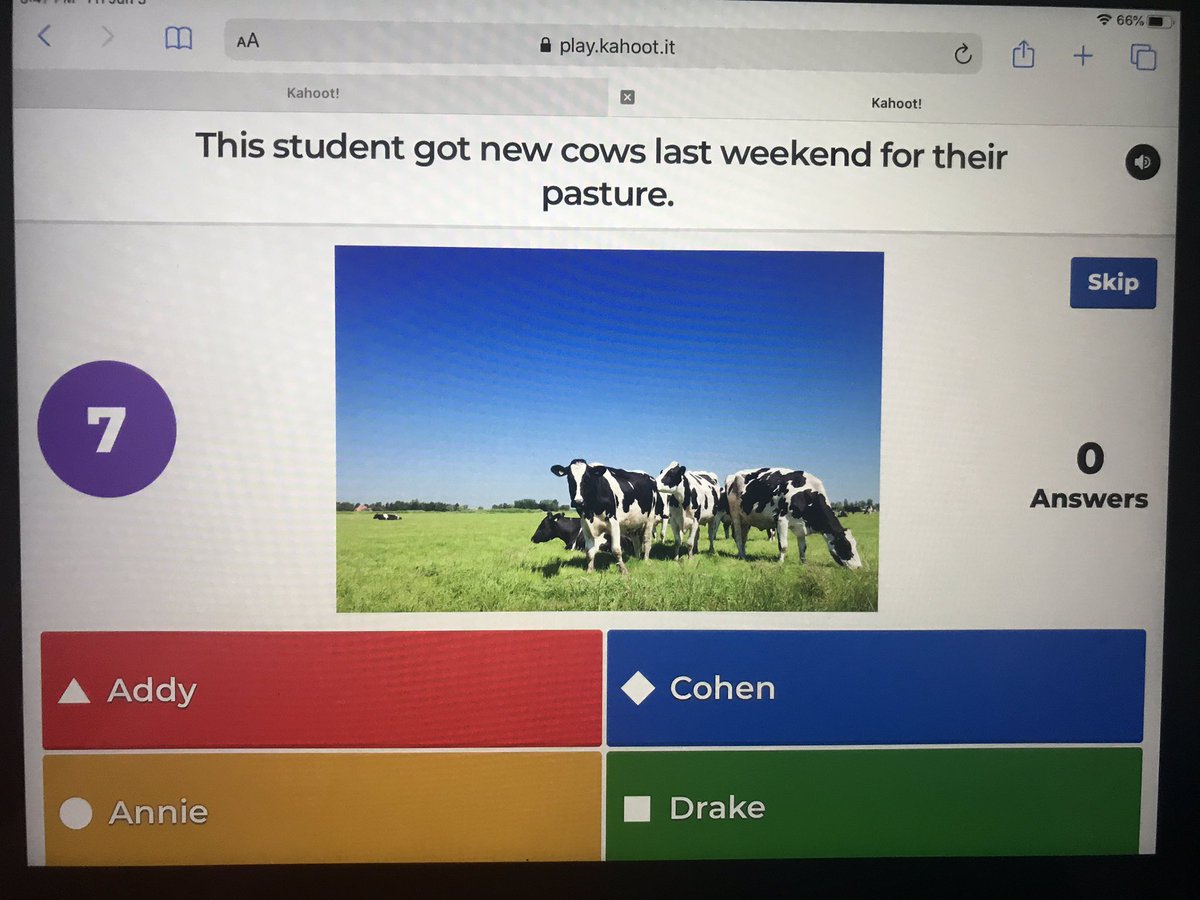 HorneUTES's tweet photo. We had a fun Google Meet today! We played a @GetKahoot called Do You Know Your Classmates? It was so wonderful seeing how well we know each other. Well done 6A! #missmyclass #connectionsmatter https://t.co/M2IEnfxyVV