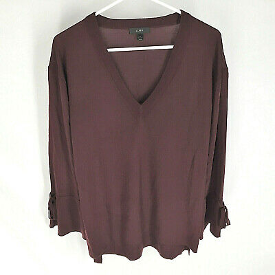 J.Crew Womens Merino Wool Burgundy V-Neck NEW Sweater Drawstring Sleeve M G9845 dlvr.it/RY4Z2B #ebay #fashion #forsale