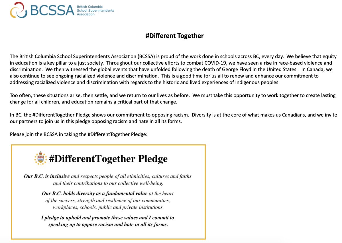 On behalf of @BCSups, we are  proud to take the #DifferentTogether Pledge. @BCSTA_President @BCCPAC @bctf #iuoe @CUPEBC @BCPVPA @bcasbo