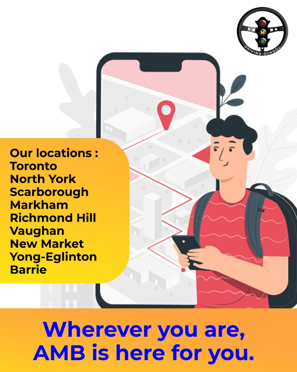 ambdriving1's tweet photo. From Toronto to Barrie, wherever you are, AMB is here to help you become the best driver you can be!

#AMBDriving #AMBDrivingSchool #Passed #Success #Toronto #TorontoDrivingSchool #drivingskills #drivinginstructor #drivinglessons #torontodriving #drivingintoronto #drivingincanada https://t.co/sPTPRCV7B7