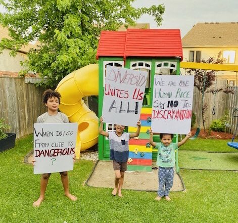 Some Brant Bears took part in a backyard protest to fight racism. @ugdsbequity