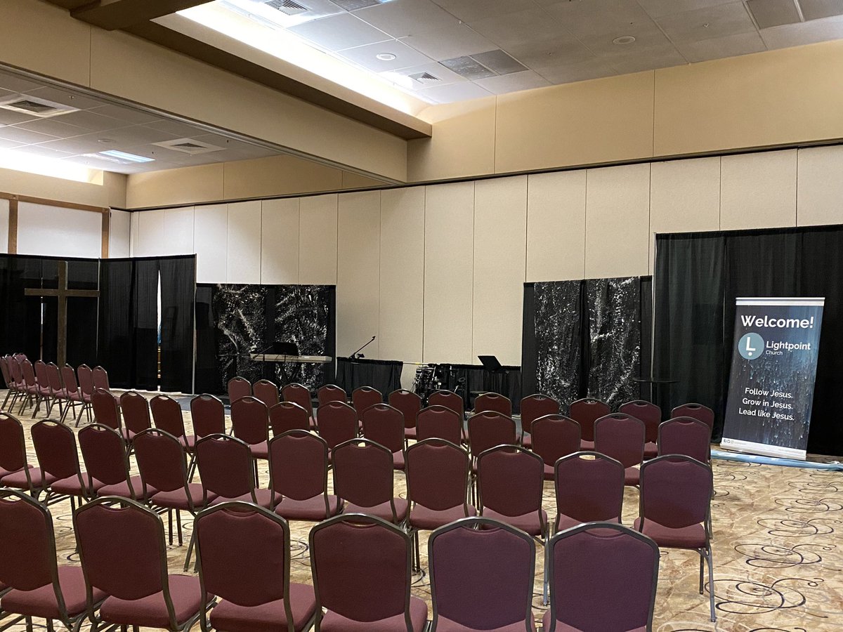 lightpointc's tweet photo. We’re set up & ready to go for Sunday! We can’t wait to see everyone! 10AM at the Oasis Conference Center. #reopening #lightpointc https://t.co/bwfsfdDffn